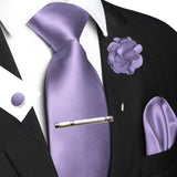 Men's 5 Pcs Luxury Ridged Silk Tie Sets - Lavender - 5pc Tie Set - 045 - Medium - Silk - image 22