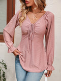 Women's Fashion A Line Drawstring Blouse - Green - Shirt - XXXL - Polyester - image 7