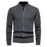 Men's Mock Neck Button Knit Cardigan - Khaki - Mock Neck Cardigan - Size XXL 88-95 kg - Cotton - image 17
