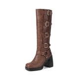 Women's Gothic Punk Multi-Buckle Boots - Brown - Goth Punk Boot - 12 B - PU Leather - image 28