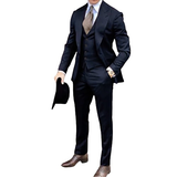 Men's Fashion Formal Wedding Tuxedos 3Pc - Royal Blue - 3 Pcs Suit - 6XL - Polyester - image 45
