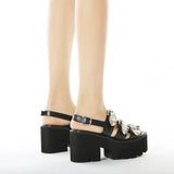 Women's Chunky Gladiator Sandals - Black - Platform Sandals - 43 B - PU Leather - image 4