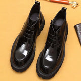 Men's Leather Chunky Heel Dress Boots - Wine Red - Formal Boots - 46 B - Genuine Leather - image 7