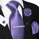 Men's 5 Pcs Luxury Ridged Silk Tie Sets - Lilac - 5pc Tie Set - 038 - Medium - Silk - image 23