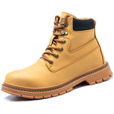 Men's Steel Cap Toe High-Top Work Boots - Black - 48 B - PU Leather - image 4