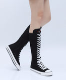 Women's High Top Lace Up Canvas Boots - Black - 1 - Tall Canvas Sneaker - 43 B - Canvas - image 10