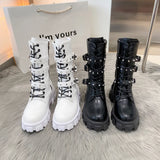 Women's Gothic Platform Combat Boots - Black - Boots - 35 B - PU Leather - image 11
