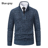 Men's Casual Stand Collar Zip Pullovers - Light Grey - 1 / 8805 / Pullover - XXXL - Polyester - image 2