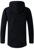 Men's Cashmere Zip Up Hooded Sweater - Black - Hoodie Jacket - 4XL - Polyester - image 8