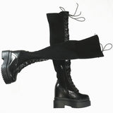 Women's Leather Over Knee Wedge Boots - Black - Over Knee Boots - 13 B - Genuine Leather - image 15