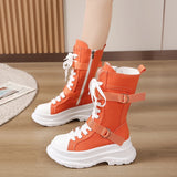 Women's Canvas Chunky Platform Boots - Light Pink - Canvas Boots - 40 B - Canvas - image 14