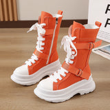 Women's Canvas Chunky Platform Boots - Light Pink - Canvas Boots - 40 B - Canvas - image 21