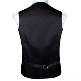 Men's Formal 4 Pcs Silk Slim Waistcoat Sets - Dark Blue - MS-0020 - 4 PCS - Vest Set - XXXL - Silk - image 2