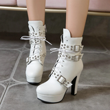 Women's Buckle Strap Platform Ankle Boots - Black - Buckle Strap Ankle Boot - 45 B - PU Leather - image 21