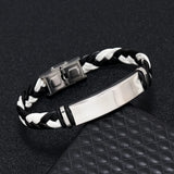 Unisex Titanium Woven Leather Bracelet - Black - Bracelet - Medium - Titanium - image 23
