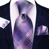 Funki Buys | Neckties | Men's 3 Pcs Purple Silk Wedding Tie Sets