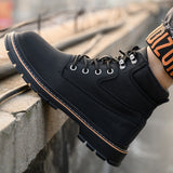 Men's Steel Cap Toe High-Top Work Boots - Black - 48 B - PU Leather - image 19