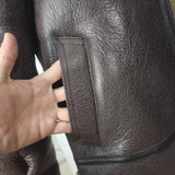 Men's Genuine Leather Sheepskin Jacket - Black - Bomber Jacket - 6XL - Genuine Leather - image 14