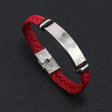 Unisex Titanium Woven Leather Bracelet - Black - Bracelet - Medium - Titanium - image 11