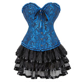 Women's Victorian Corset Dress 2Pcs Set - Blue - 1 / Black Corset - 6XL - Polyester - image 11