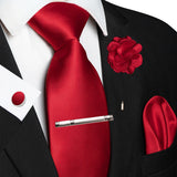 Men's 5 Pcs Luxury Ridged Silk Tie Sets - Red - 5pc Tie Set - 001 - Medium - Silk - image 13