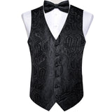 Men's 5 Pcs Silk Formal Waistco… - Black/Grey - 1 - MJ-0109-LH-0215 - 5 PCS - Vest Set - 3XL - Silk/Rayon/Polyester - image 7
