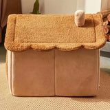 Dog Cat Foldable Pet House Washable - Tea Brown - Foldable Pet House - L - PP Cotton - image 5