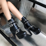 Women's Buckle Strap Platform Ankle Boots - Black - Buckle Strap Ankle Boot - 45 B - PU Leather - image 13