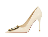 Women's Metal Buckle Pointed Toe Pumps - Green - Formal Shoes - 40 B - PU Leather - image 42