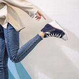 Women's High Platform Zipper Sneakers - Navy - Platform Sneakers - 43 B - Canvas - image 6