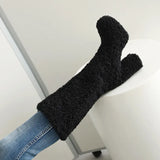 Women's Fuzzy Faux Wool Platform Boots - Orange - Short Plush Boots - 42 B - Imitation Wool - image 18