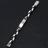 Unisex Titanium Woven Leather Bracelet - Black - Bracelet - Medium - Titanium - image 22