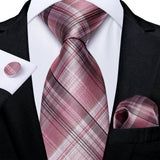 Men's 3 Pcs Silk Pink Wedding Tie Set - Pink - MJ-7483 - Medium - Silk - image 10