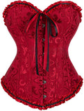 Women's Pretty Overbust Corset Bustier - Red/Black - 819 / Front Clip / Corset - 7XL - Polyester - image 13