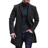 Men's Mid Thigh Lightweight Woolen Coat - Caramel - Men's Jacket - XXXL - Polyester - image 6