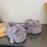 Women's Angry Kitten Slippers - Gray A - 41-42 - Plush - image 9