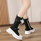 Women's Canvas Chunky Platform Boots - Light Pink - Canvas Boots - 40 B - Canvas - image 7