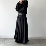 Men's Japanese High Waist Long Pleat Skirt - Black - 5123 - Skirt - XL - Cotton - image 8