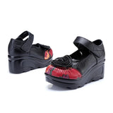 Women's Cute Red Flower Leather Wedges - Red - 1 / 9866 / Wedge Shoes - 40 B - Genuine Leather - image 24