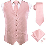 Men's Formal 4 Pcs Silk Slim Waistcoat Sets - Dark Blue - MS-0020 - 4 PCS - Vest Set - XXXL - Silk - image 9