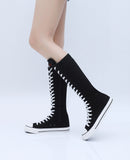 Women's High Top Lace Up Canvas Boots - Black - 1 - Tall Canvas Sneaker - 43 B - Canvas - image 16