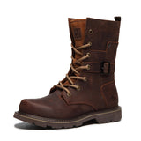 Men's Leather Hiking Boots Hunting Boots - Brown - 3 / Boots - 45 B - Genuine Leather - image 49