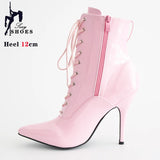 Women's Patent Pointed Toe Ankle Boots - Black - Ankle Boot - 35 B - PU Patent Leather - image 4