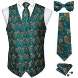 Men's 5 Pcs Silk Formal Waistc… - Black/Grey - 1 - MJ-0109-LH-0215 - 5 PCS - Vest Set - 3XL - Silk/Rayon/Polyester - image 10