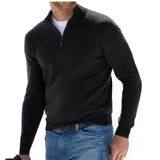 Men's Slim Fit V-neck Casual Pullover - Black - Mock Neck Sweater - XXXL - Polyester - image 2