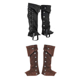Men's Women's Cosplay LARP Boot Covers - Brown - Boot Covers - One Size - PU Suede Leather - image 2