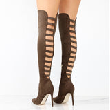 Funki Buys | Boots | Women's Over Knee Hollowed Out Boots - Black - Over Knee Cut Out Boots / 43 B / PU Leather - image 19