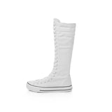 Women's Long Lace Up Zipper Canvas Boot - Black - High Top Sneakers - 43 B - Canvas - image 11