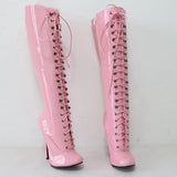 Women's Shiny Burlesque High Heel Boots - Pink - High Boots - 15 B - Patent PU Leather - image 6