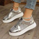 Women's Gold Sequins Platform Sneakers - Light Gold - Sneakers - 43 B - PU - image 24